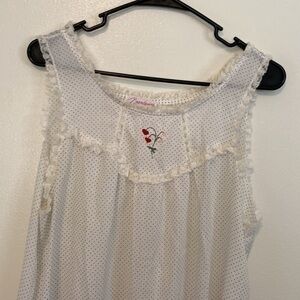 Brandywine embroidered sleeveless lace polk a dot cotton  maxi night gown